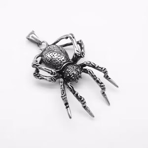 Collier acier inoxydable pendentif araignée gothique